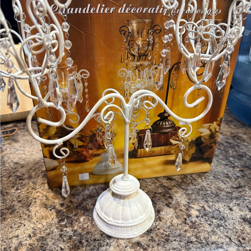 Elegant White Crystal Tabletop Chandelier